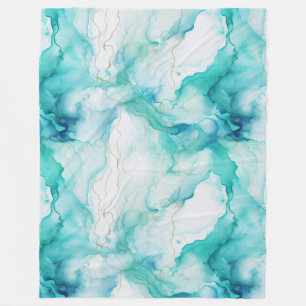 Mint Aqua Tinte Marmor Fleecedecke