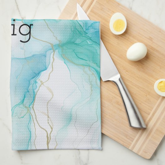 Mint Aqua Tinte Marmor Geschirrtuch (Viertel Falte)