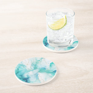 Mint Aqua Tinte Marmor Getränkeuntersetzer