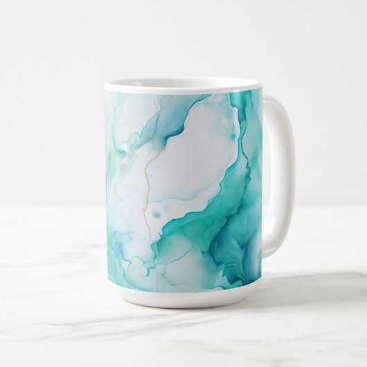 Mint Aqua Tinte Marmor Kaffeetasse (VorderseiteRechts)
