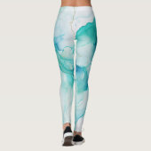 Mint Aqua Tinte Marmor Leggings (Rückseite)