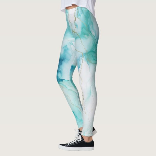 Mint Aqua Tinte Marmor Leggings (Links)