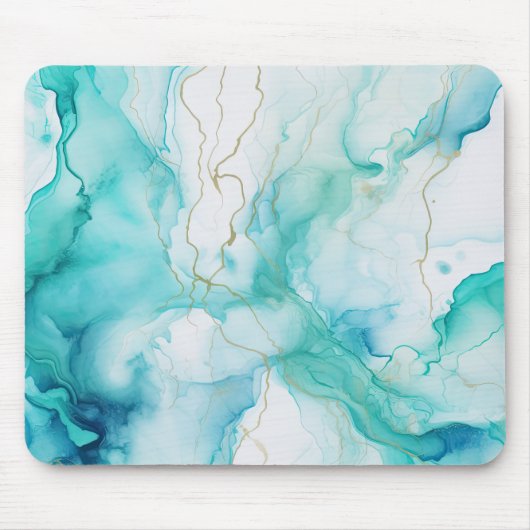 Mint Aqua Tinte Marmor Mousepad (Vorne)