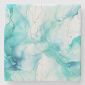 Mint Aqua Tinte Marmor Steinuntersetzer (Vorderseite)