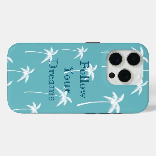 Mint Aqua und Weiße Palmen Case-Mate iPhone Hülle (Rückseite (Horizontal))