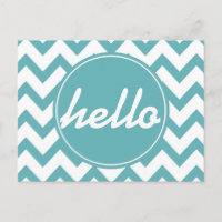 Mint Aqua White Zickzack Hello