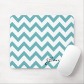 Mint Aqua White Zickzack Mousepad (Mit Mouse)