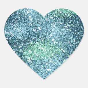 Mint Aquamarin Aqua Sparkle Mermaid Glitzer Herz-Aufkleber