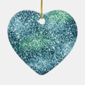 Mint Aquamarin Aqua Sparkle Mermaid Glitzer Keramik Ornament (Hinten)