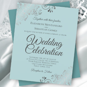 Mint & Aquamarin Frilly BUDGET Einladung zur Hochz