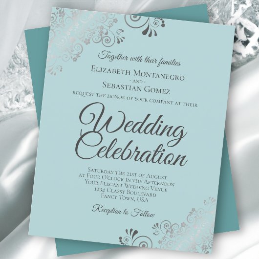 Mint & Aquamarin Frilly BUDGET Einladung zur Hochz