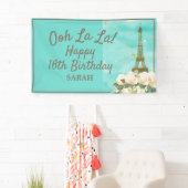 Mint Aquamarin Gold Sweet 16 Paris Eiffelturm Banner (Insitu)