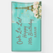 Mint Aquamarin Gold Sweet 16 Paris Eiffelturm Banner (Vertikal)