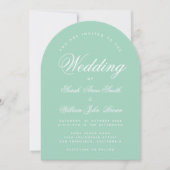 Mint Arch Simple Calligraphy Modern Green Wedding Einladung (Vorderseite)