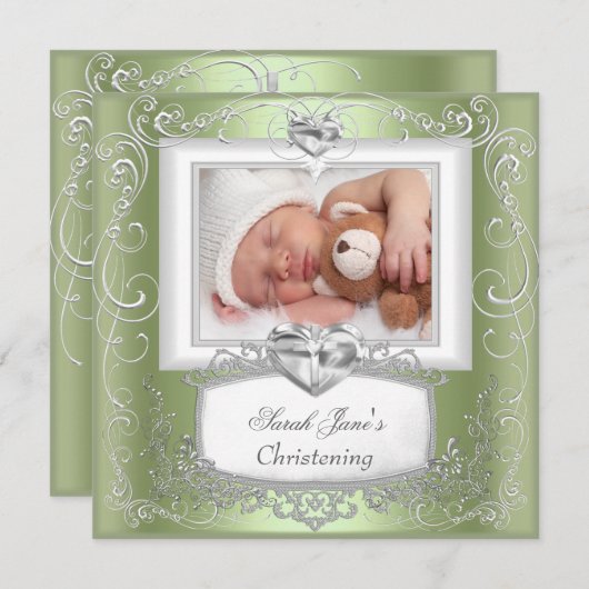 Mint Baby Girl oder Boy Christening Taufkreuz Ankündigung (Vorne/Hinten)
