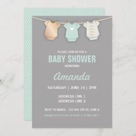Mint Baby Shower Einladung, Thema Clothesline Einladung