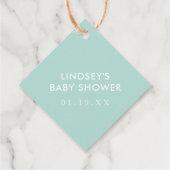 Mint Baby Shower Hand geschrieben Danke Script Geschenkanhänger (Rückseite)