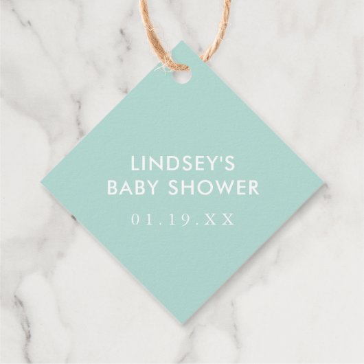 Mint Baby Shower Hand geschrieben Danke Script Geschenkanhänger (Rückseite)