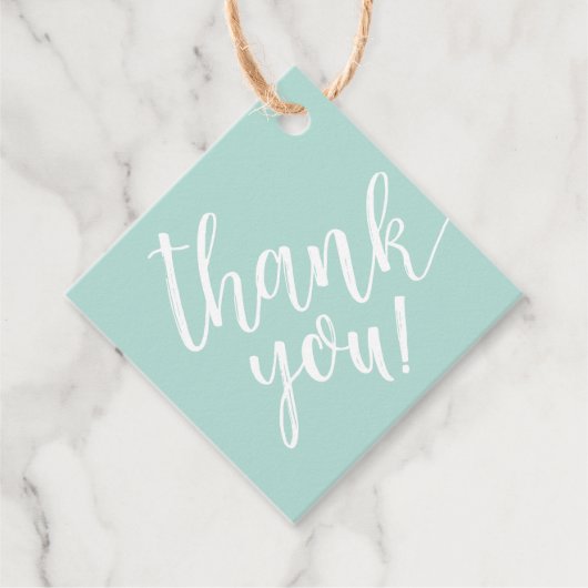 Mint Baby Shower Hand geschrieben Danke Script Geschenkanhänger (Vorderseite)
