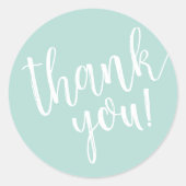 Mint Baby Shower Hand geschrieben Danke Script Runder Aufkleber (Vorderseite)