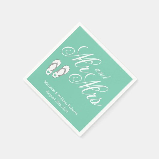 Mint Beach Slipper Mr. and Mrs. Serviette (Ecke)