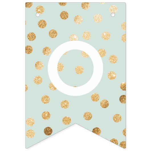 Mint Beige Imitate Gold Glitzer Dots Herzlichen Gl Wimpelkette (Zweite Fahne)