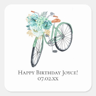 Mint Bicycle Geburtstag DIY-Favoriten Quadratischer Aufkleber