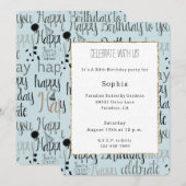 Mint Birthday Celebration Balloons Confetti  Einladung (Vorne/Hinten)