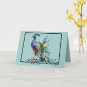 Mint Birthday Peacock Karte (Gelbe Blume)