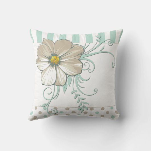 MINT BISQUE DOTS STREIFEN Mit Monogramm Kissen (Rückseite)