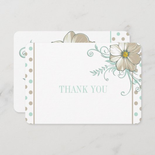 MINT BISQUE DOTS STRIPES Danke Karte (Vorne/Hinten)