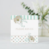 MINT BISQUE DOTS STRIPES Einladung Hochzeit (Stehend Vorderseite)