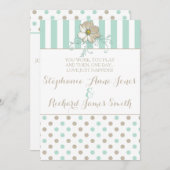 MINT BISQUE DOTS STRIPES Einladung Hochzeit (Vorne/Hinten)