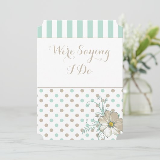 MINT BISQUE DOTS STRIPES Einladung Hochzeit (Stehend Vorderseite)
