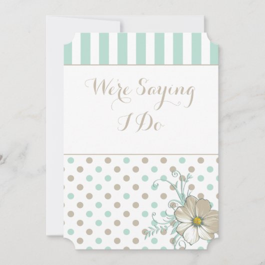 MINT BISQUE DOTS STRIPES Einladung Hochzeit (Vorderseite)