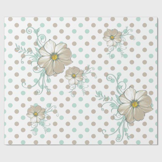 MINT BISQUE DOTS STRIPES GIFT WRAP GESCHENKPAPIER (Flach)