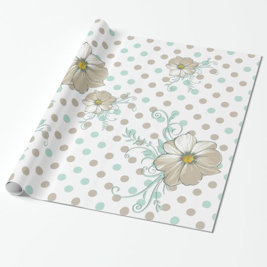 MINT BISQUE DOTS STRIPES GIFT WRAP GESCHENKPAPIER (Ungerollt)