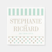 MINT BISQUE DOTS STRIPES PAPIERNAPKINS SERVIETTE (Vorderseite)