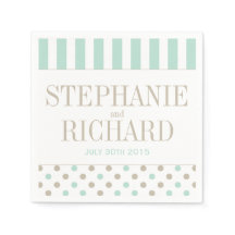 MINT BISQUE DOTS STRIPES PAPIERNAPKINS