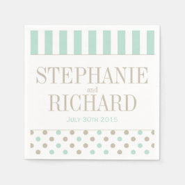 MINT BISQUE DOTS STRIPES PAPIERNAPKINS SERVIETTE