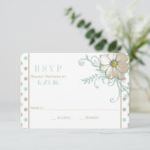MINT BISQUE DOTS STRIPES Response Card RSVP Karte (Stehend Vorderseite)
