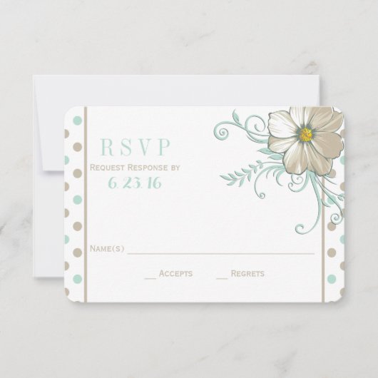 MINT BISQUE DOTS STRIPES Response Card RSVP Karte (Vorderseite)