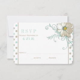 MINT BISQUE DOTS STRIPES Response Card RSVP Karte