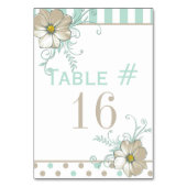 MINT BISQUE DOTS STRIPES Table Card Tischnummer (Vorderseite)