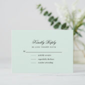 Mint | Black Elegant Minimalistisch Wedding RSVP C Karte (Stehend Vorderseite)