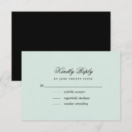 Mint | Black Elegant Minimalistisch Wedding RSVP C Karte