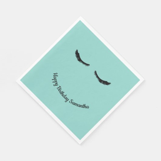 Mint Black Eyelashes Glam Birthday Serviette (Ecke)