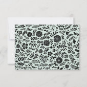Mint | Black Floral Wedding RSVP Card (Rückseite)