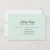 Mint | Black Floral Wedding RSVP Card Karte (Vorderseite)