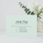 Mint | Black Floral Wedding RSVP Card Karte (Stehend Vorderseite)